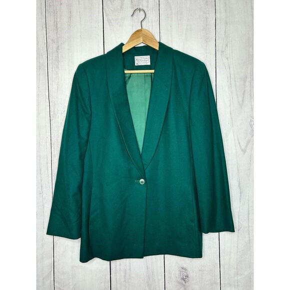 Vintage Miss Pendleton 100% Virgin Wool Lined Green‎ Blazer 12 - Picture 2 of 9